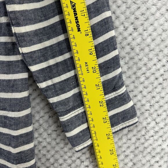 Boden Dress Womens 6R Gray Striped Linen Popover Button Up Knee Length Collared - Picture 10 of 15
